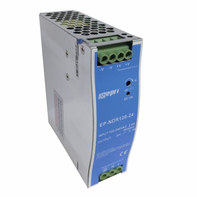 Fuente Industrial NDR120-24, 120Vatios, 24V, 5A, DIN-Rail - EPRI marca EPRI - Switch Industrial DIN-Rail