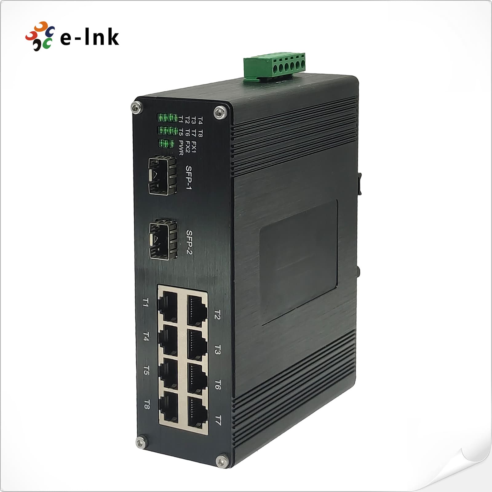 Switch Industrial 8-Port Gigabit Ethernet 802.3at PoE + 2-Port SFP Gigabit - DIN-Rail marca E-Link - Switch Industrial DIN-Rail