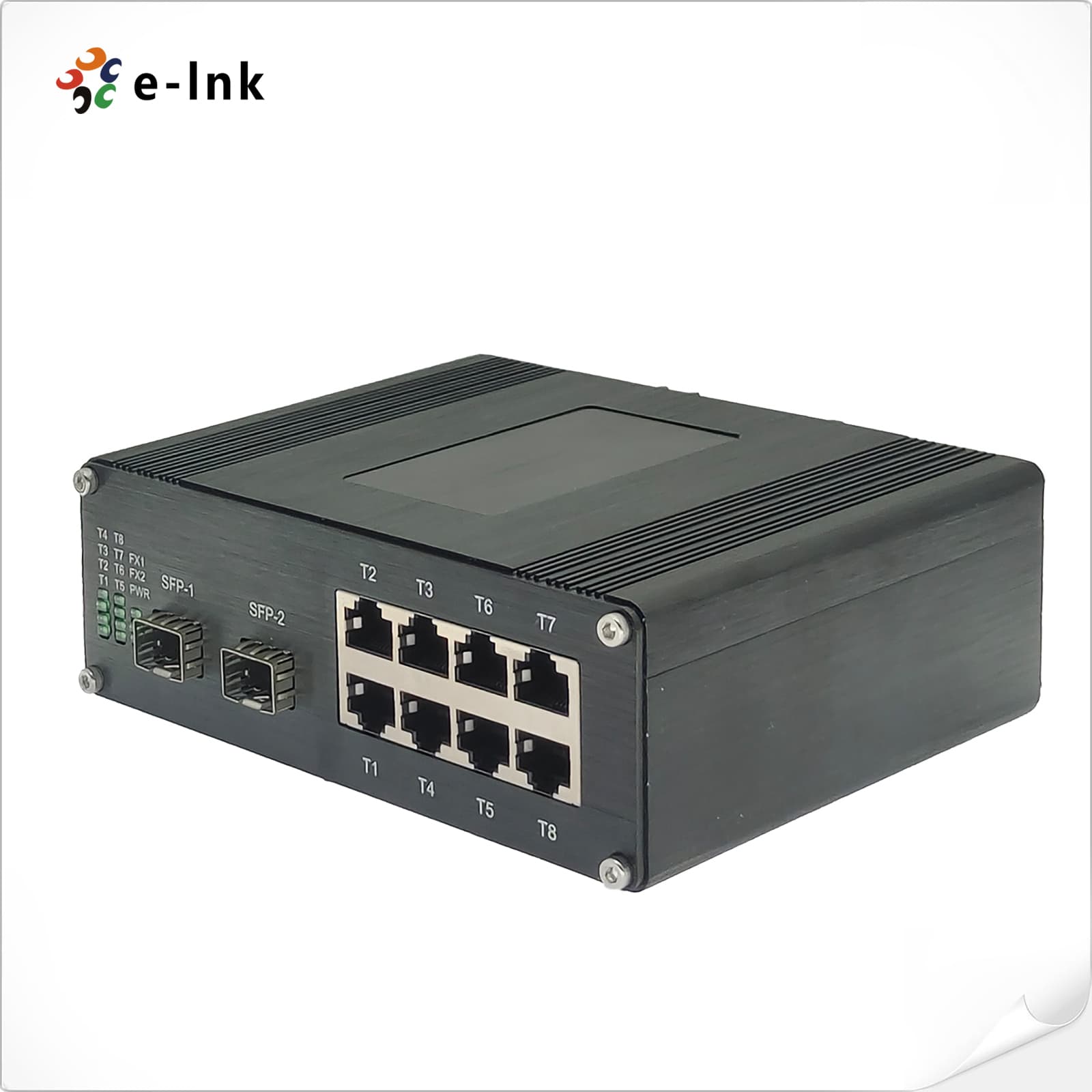 Switch Industrial 8-Port Gigabit Ethernet 802.3at PoE + 2-Port SFP Gigabit - DIN-Rail marca E-Link - Switch Industrial DIN-Rail