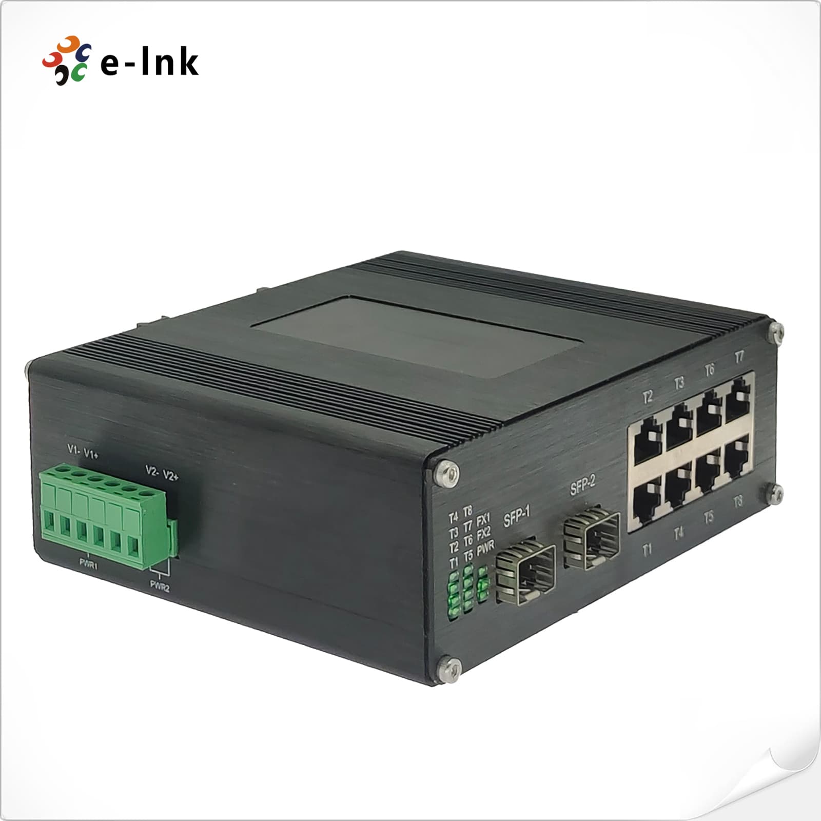 Switch Industrial 8-Port Gigabit Ethernet 802.3at PoE + 2-Port SFP Gigabit - DIN-Rail marca E-Link - Switch Industrial DIN-Rail