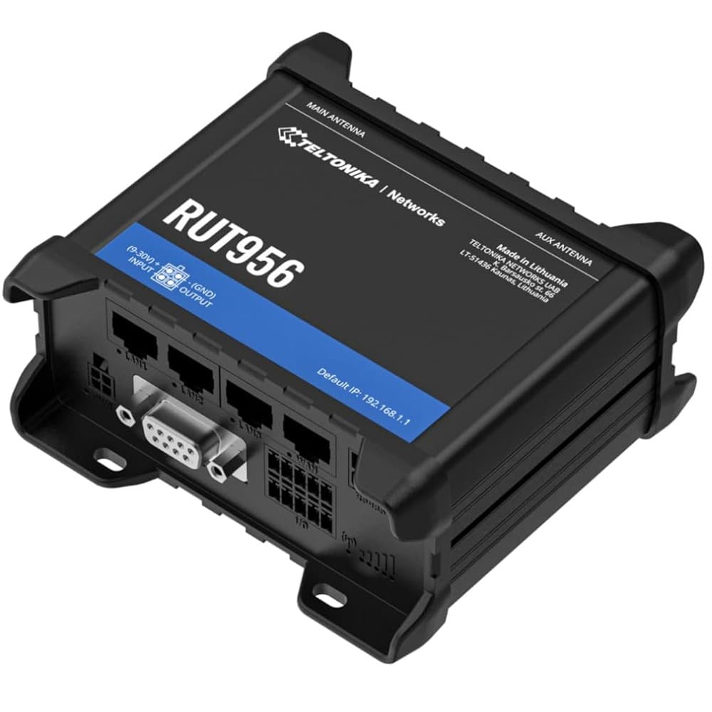 Router Industrial Teltonika RUT956, RS232/485, Dual SIM 4G, WiFi GPS, 4-Ethernet, DIN-Rail marca Teltonika - Switch Industrial DIN-Rail