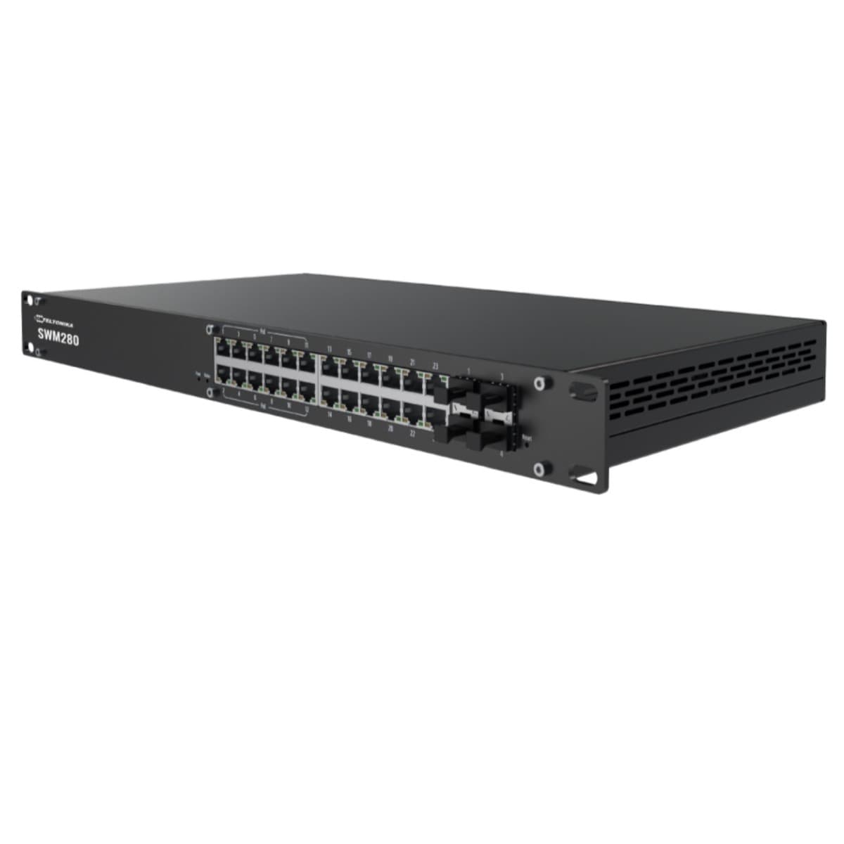 Switch Administrable Capa 3 con 24 Puertos Gigabit (12 PoE+) Teltonika SWM280 marca Teltonika - Switch PoE Administrable L2 L3