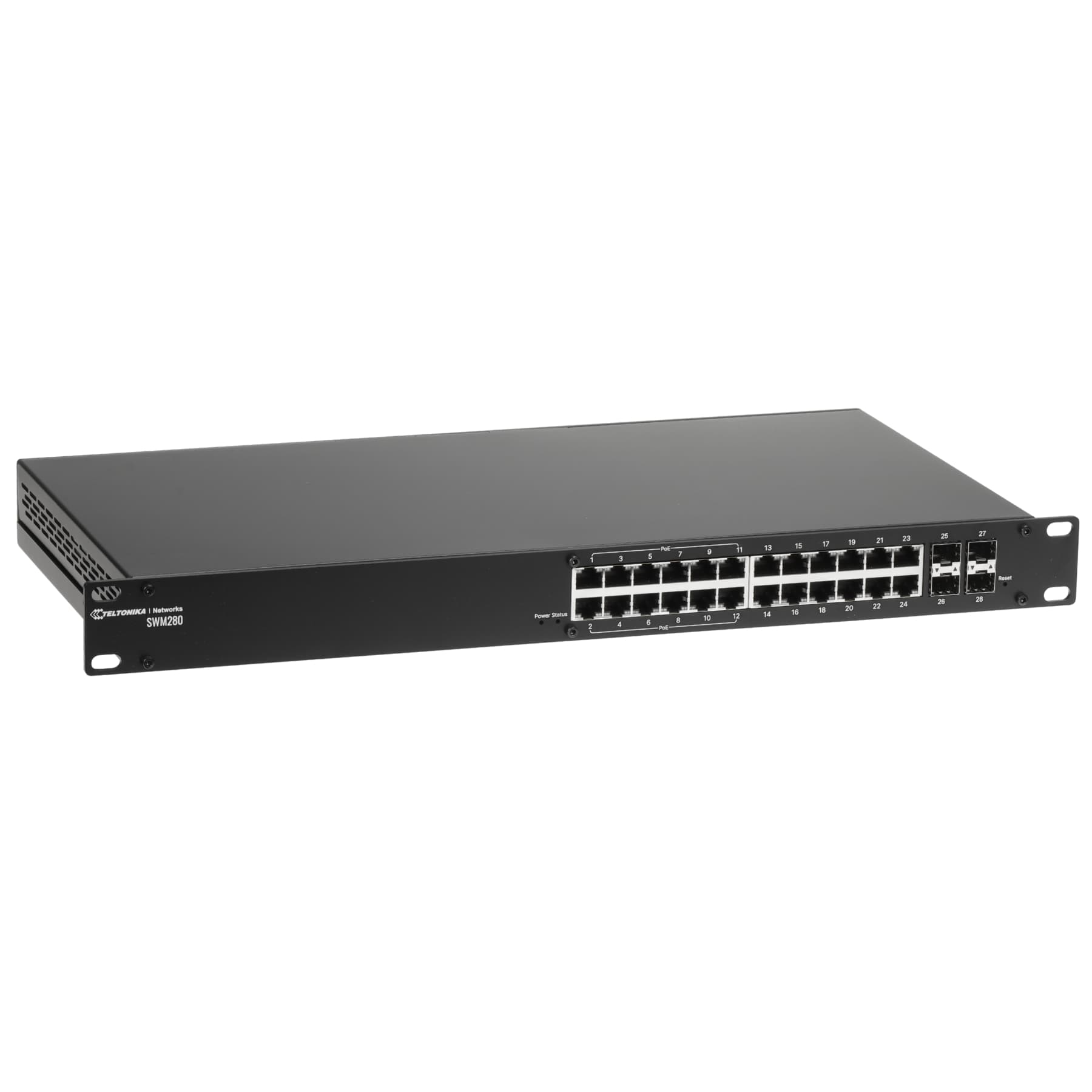 Switch Administrable Capa 3 con 24 Puertos Gigabit (12 PoE+) Teltonika SWM280 marca Teltonika - Switch PoE Administrable L2 L3
