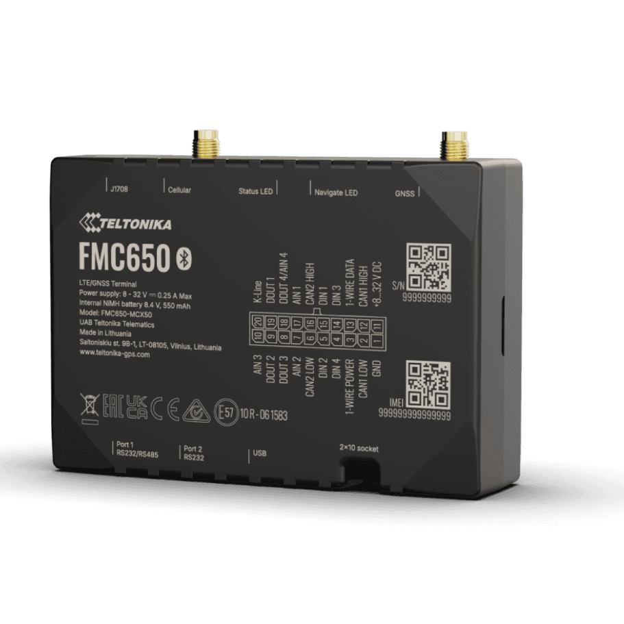 Profesional Rastreador Vehicular (GPS) 4G LTE Cat 1 FMC650 Con Lectura Can / Bluetooth Múltiples Entradas y Salidas Digitales Teltonika marca Teltonika - Equipos GPS | G4 | G5 | M2M