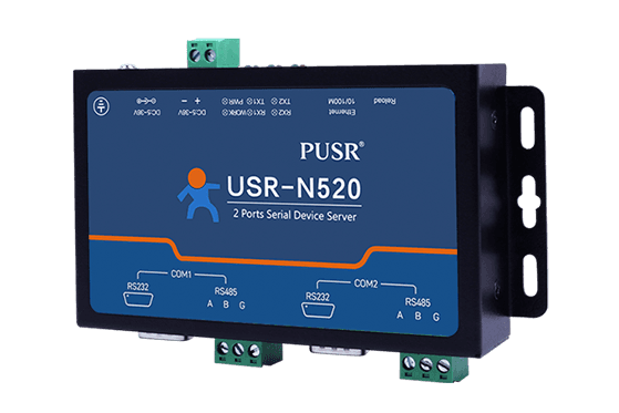 Media Converter Ethernet TCP/IP a 2 puertos Serial RS232/485 Industrial – USR-N520 marca PUSR - Convertidores RS485|RS232 |RS422 con Modbus RTU