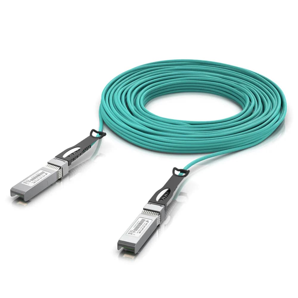 Cable de apilamiento AOC 10GB de Fibra Óptica SFP+ a SFP+ Uplink 10mts marca Ubiquiti - Transceiver Transceptores 