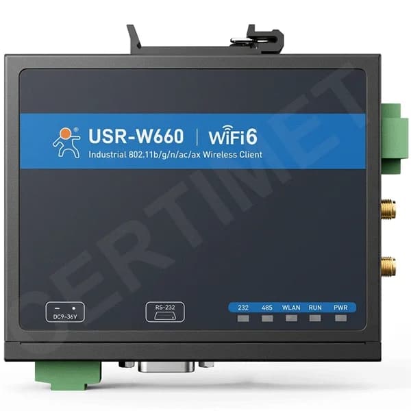 Convertidor Serial Inalambrico RS232/RS485 a Wi-Fi 6 Dual Band Grado industrial IP30 marca PUSR - Convertidor Serie a Ethernet