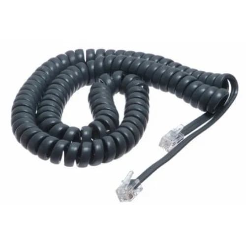 Cable Helicoidal Telefónico RJ9 de 15 Ft (4.5 mts) Blanco / Negro - Centrales y Telefonos IP 