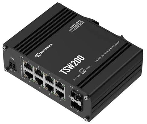 Switch TSW200 Industrial 8-Port Gigabit Ethernet PoE + 2-Port SFP – DIN-Rail Teltonika marca Teltonika - Switch Industrial DIN-Rail