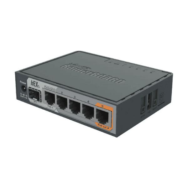 Mikrotik RB760IGS Router hEXS Dual Core 5 Puertos 1 PoE 1SFP marca Mikrotik - Mikrotik Routers | AP | Switch