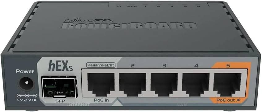 Mikrotik RB760IGS Router hEXS Dual Core 5 Puertos 1 PoE 1SFP marca Mikrotik - Mikrotik Routers | AP | Switch