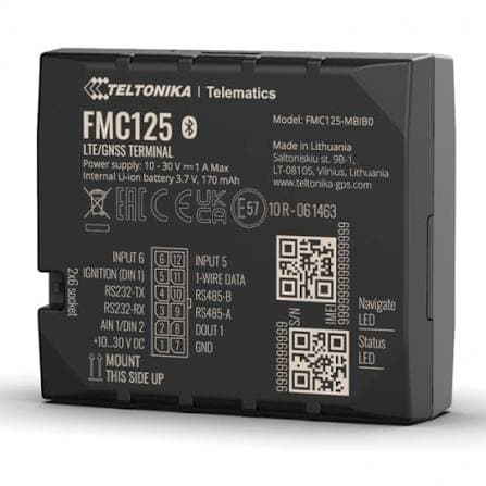 Rastreador GPS FMC125 4G con RS232 y RS485 Doble SIM marca Teltonika - Equipos GPS | G4 | G5 | M2M