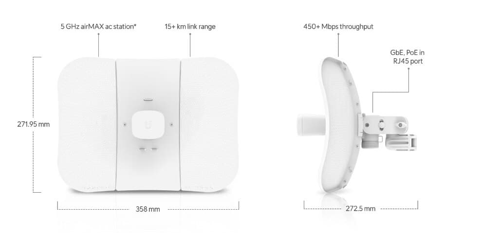 UBIQUITI LBE-5AC-GEN2 AIRMAX 5AC 5GHZ 25DBM ANT 23DBI RAM 64MB MIMO 2X2 GIGA marca Ubiquiti - Comunicaciones TI Telecom