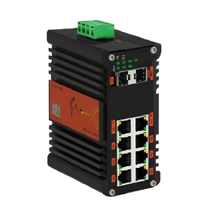 Switch Industrial L2+ Administrable 8 Puertos Ethernet Gigabit 802.3at PoE+ con 2 Port SFP DIN-Rail E-Link marca E-Link - Switch Industrial DIN-Rail