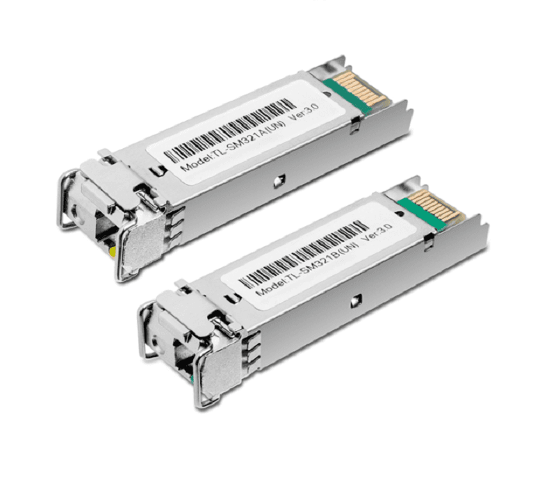Par de Transceiver SFP BiDireccional 1.25Gbps, 01 Fibra monomodo LC, 1550nm/1310nm, 20Km, Omada TL-SM321A/B marca TP-Link - Transceiver Transceptores