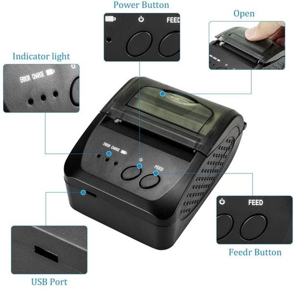 Mini Impresora térmica portátil Bluetooth para recibos 58mm NT-1809DD marca NETUM - Puntos de Venta POS