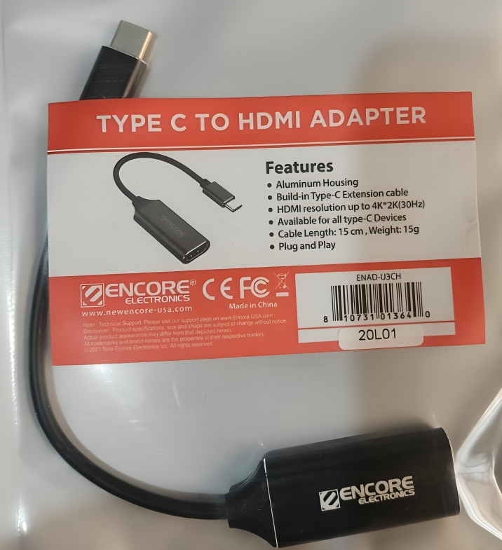 Adaptador USB-C 3.1 macho a HDMI hembra (4K @30Hz) Encore