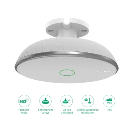 Yealink VCM38 Micrófono de techo, sonido 360°, cobertura 40 m2, sonido profesional