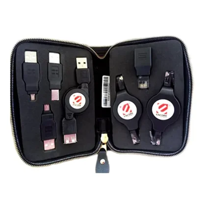 Kit Viajero Encore 7-in-1 Retractable Cable Travel Pack Negro (enca-ctp)