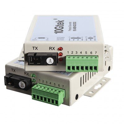 Media converter de fibra monomodo Simplex 1310nm SC a Serial RS-485/422/232, 20km KIT A/B 10Gtek