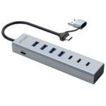 HUB Multipuerto USB Tipo C/A de 7 en 1, 4 USB 3.0 y 3 USB Tipo C de Aluminio Encore