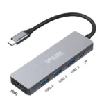 HUB Multipuerto Adaptador 5 en 1 Tipo C a HDMI+ 3 -USB3.0 + PD Aluminio - Encore