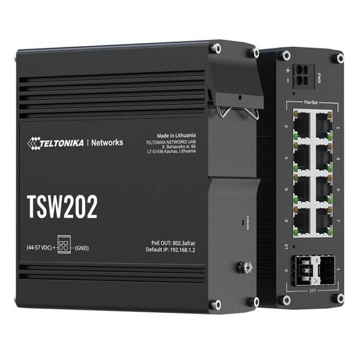 Switch Industrial Administrable PoE+, 8 x Gigabit Ethernet, 2 x SFP, certificado Profinet, DIN_Rail Teltonika-TSW202 - Imagen 3