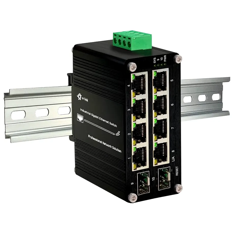 XLT605.webp Switch Industrial Administrable 8-Puertos Ethernet Gigabit 802.3at PoE + 2-Puertos SFP 1Gb E-Link - Imagen 1