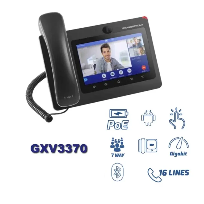 Teléfono IP GRANDSTREAM GXV3370, 16 líneas, LCD 7", WiFi, PoE. - Imagen 2