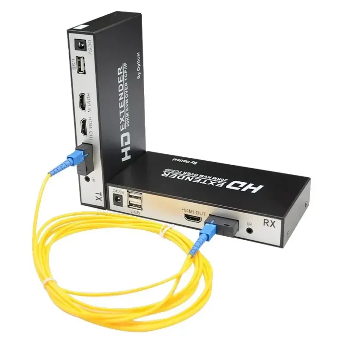KVM Extender de HDMI y USB para teclado y mouse FO monomodo SC -20Km Transmisor/Receptor - Imagen 1