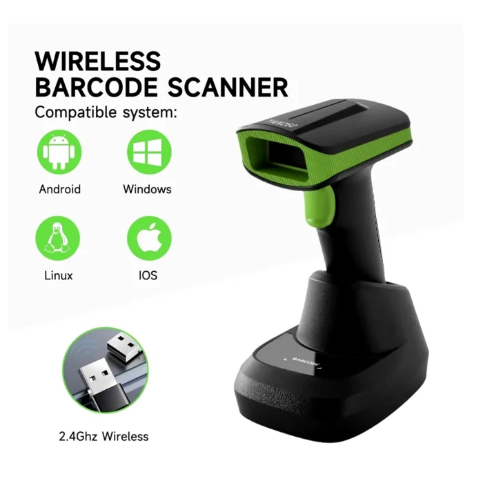 Lector de código de barras inalámbrico 1D, 2D, QR con base, Bluetooth, YANZEO SC2388 - Imagen 3