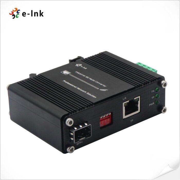 Media converter Industrial 10GB RJ45 a Fibra 10GBASE-X SFP+ DIN-Rail E-Link - Imagen 2